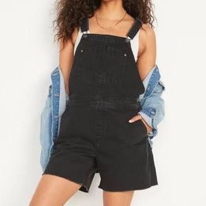 Old Navy Black Denim Overall Shorts